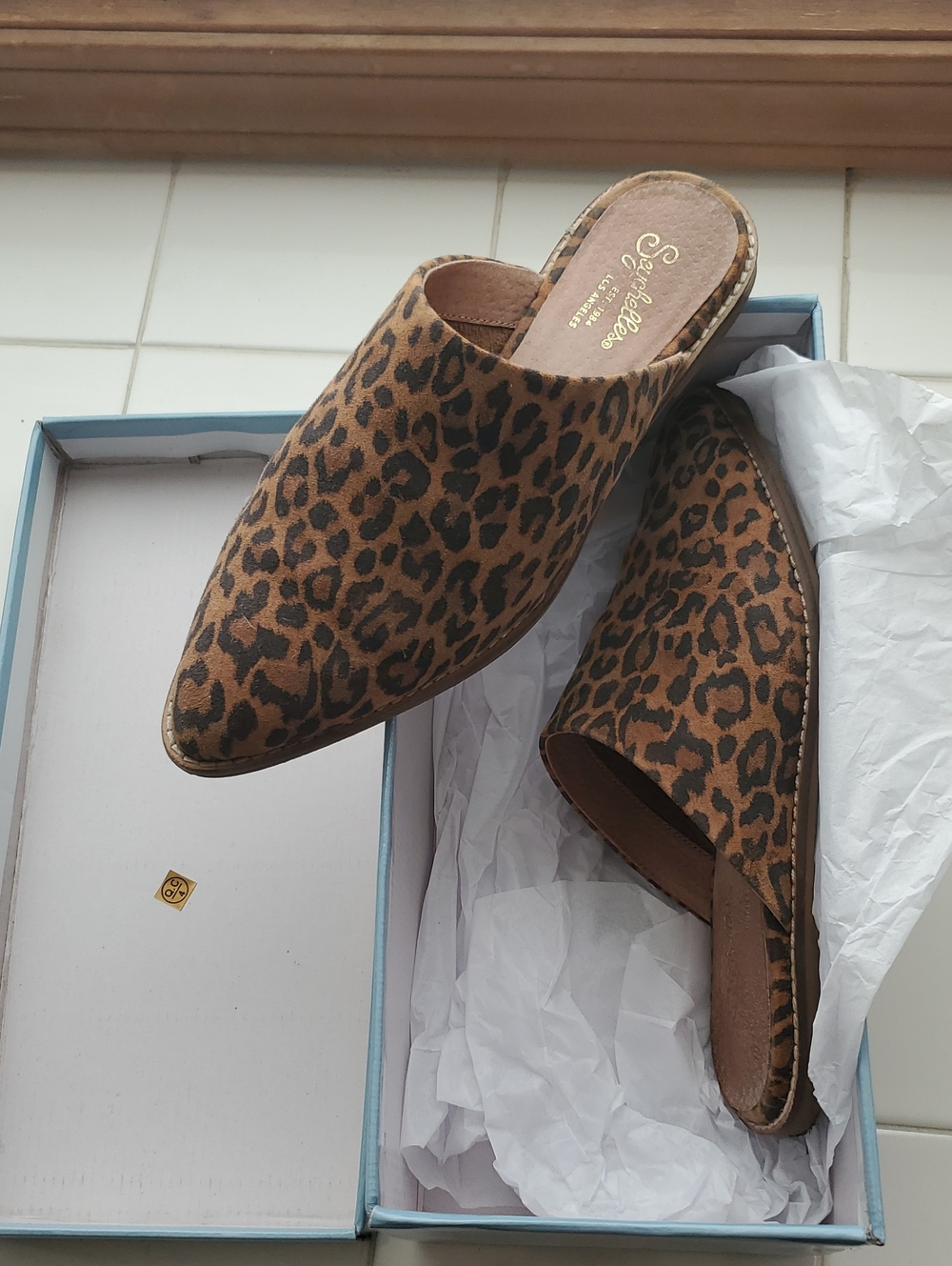 Seychelles Impersonate Leopard Print Pointed Slip-On Mules, 7.5